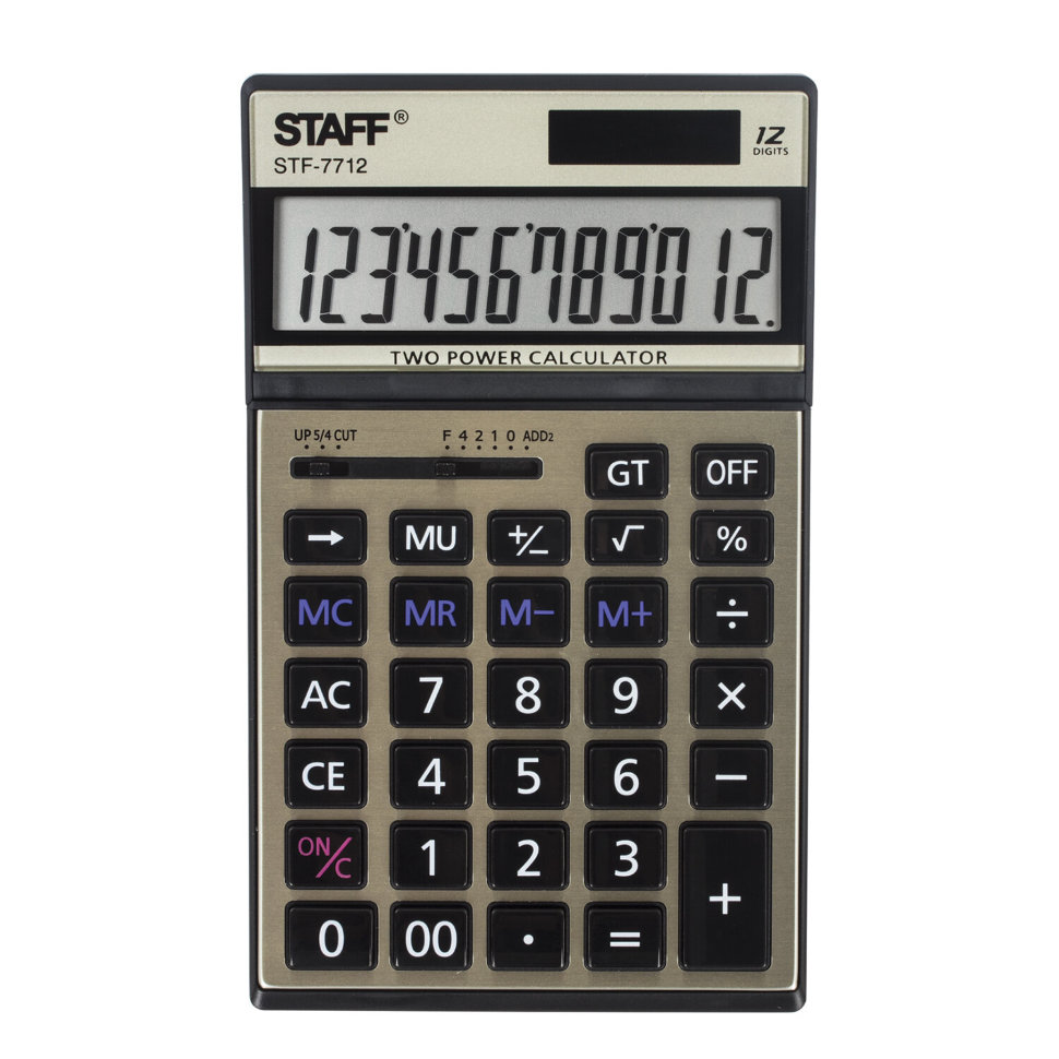 Калькулятор настольный металлический Staff STF-7712-Gold 12 разрядов 250306 , 